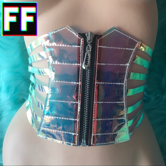 Holographic Strappy Corset Belt - Picture 3 of 8